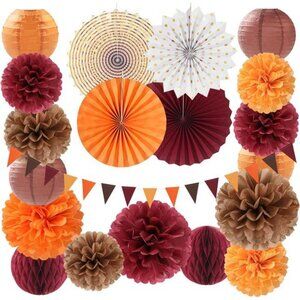 Brown-Orange Baby-Shower Boho Party-Decorations - 20pcs Fall Autumn
